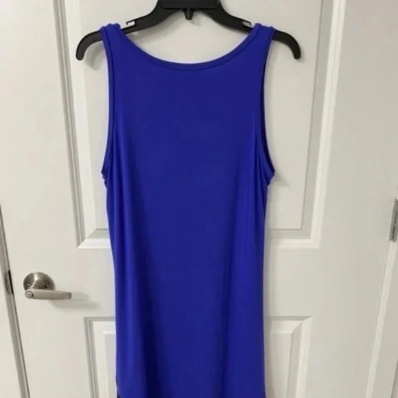 Peter Nygard Women's Two-Tone High Low Sleeveless Dress. Blue/Black. Size 8. - Picture 7 of 12